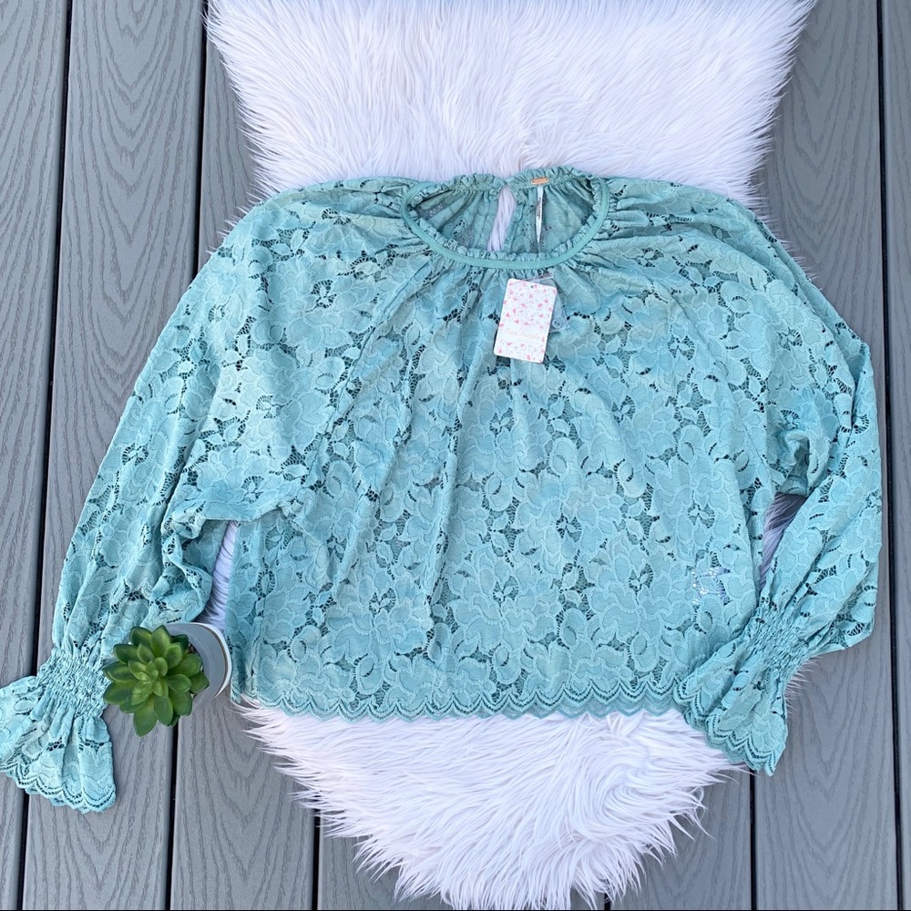 Free People Long Sleeve Lace Top - Picture 2 of 7